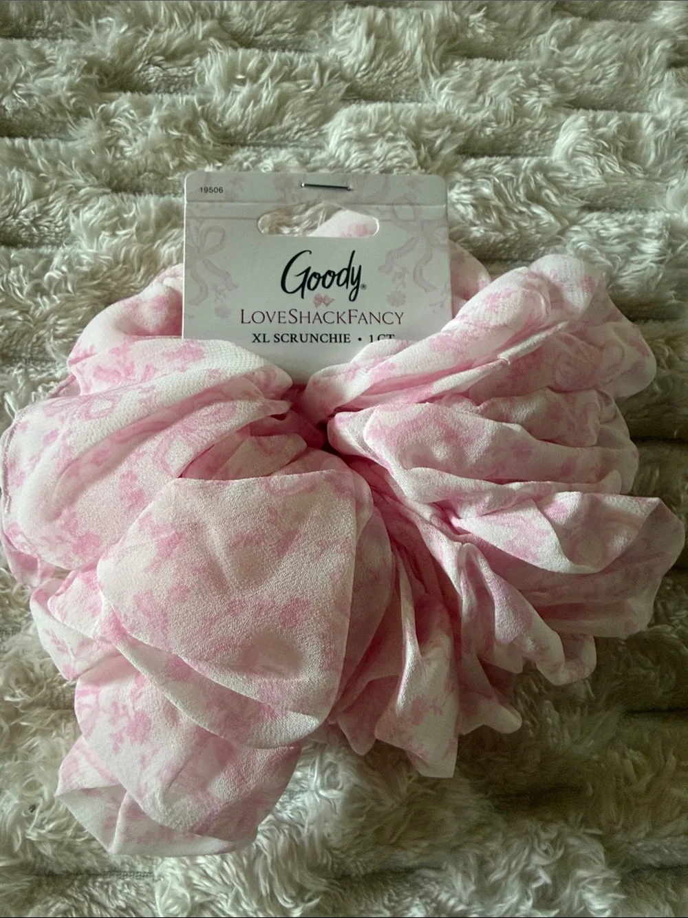 LoveShackFancy XL Pink Floral Chiffon Scrunchie